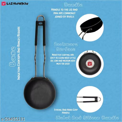 LAZYwindow'S Iron Tadka Pan/Fry Pan with Steel Handle for Kitchen 12cm Diameter Pack Of 1