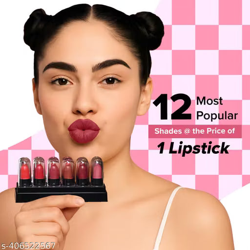 MILA BEAUTE Minis Pout Party Lipstick, Long Lasting & Highly Pigmented, 12 Mini Pocket Fit Lipstick - Multicolor (Set B)